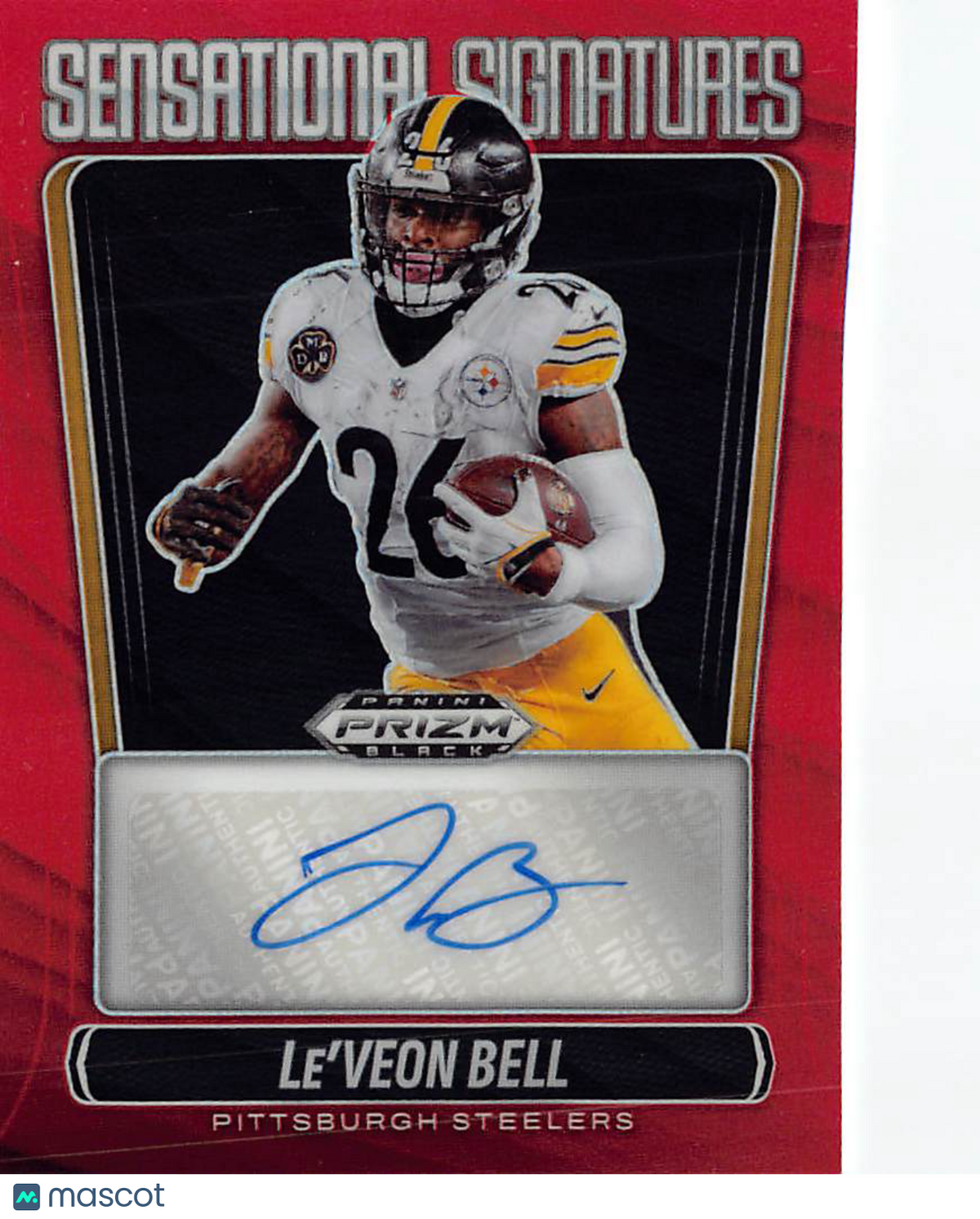 2026 Panini Prizm Black Le'Veon Bell Sensational Red Auto /99 #SS-LBL Steelers