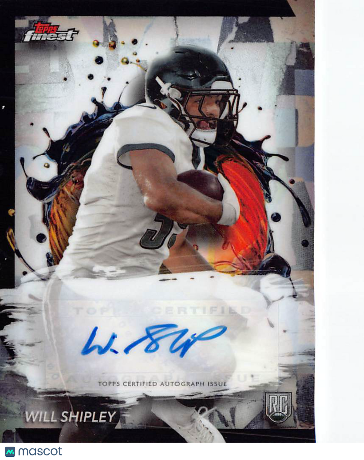 2024 Topps Finest Will Shipley Autograph Rookie RC #RFA-WS Philadelphia Eagles
