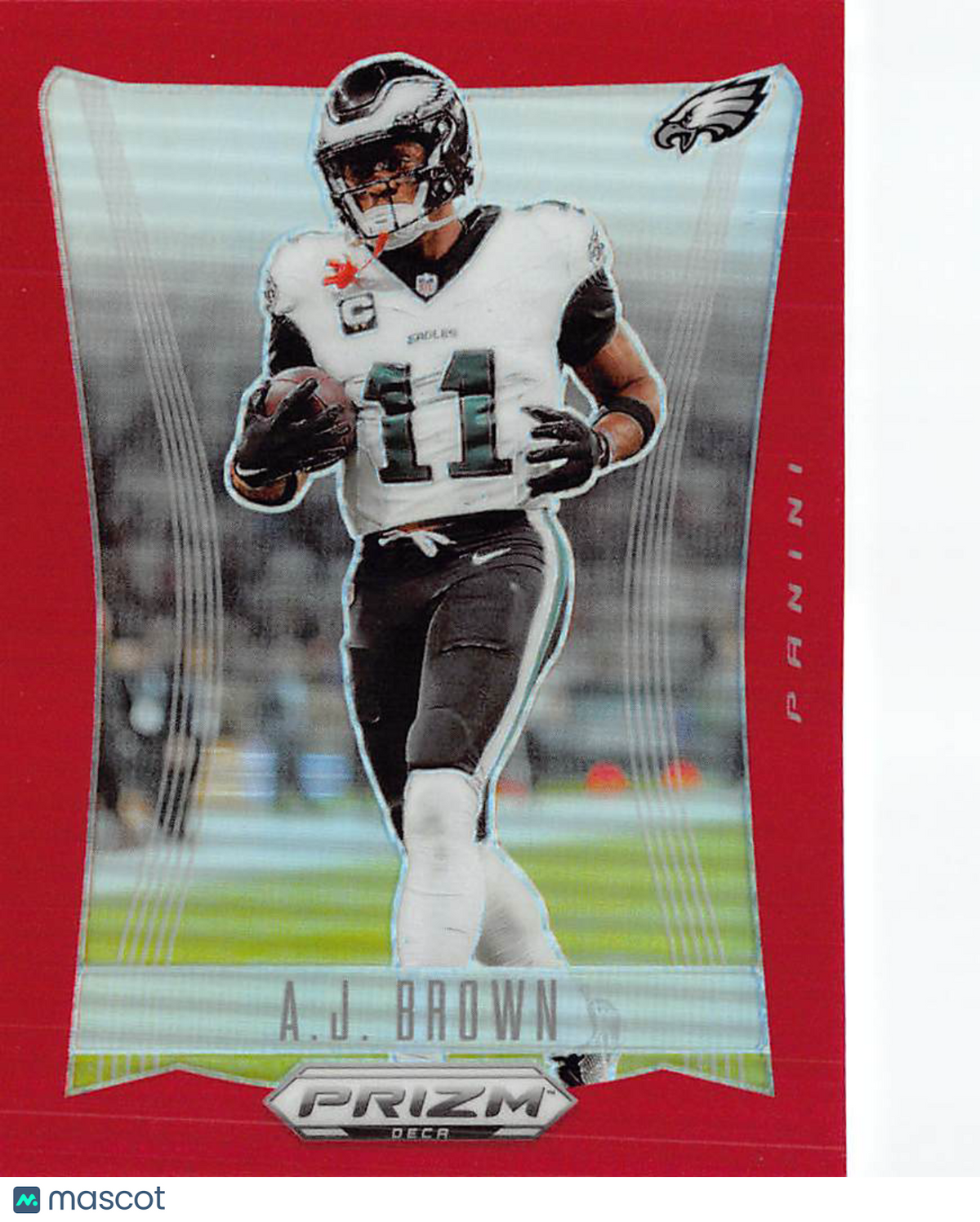 2025 Panini Prizm Deca Football A.J. Brown Red /199 #242 Philadelphia Eagles