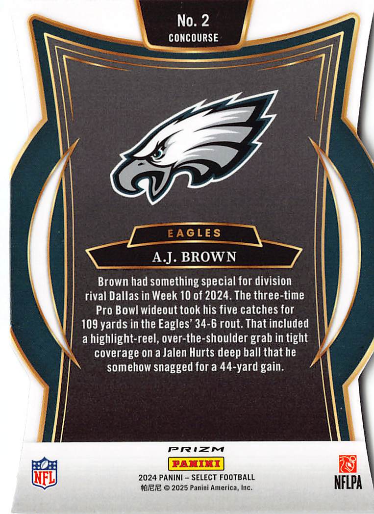 2025 Panini Select A.J. Brown Die-Cut #2 Philadelphia Eagles