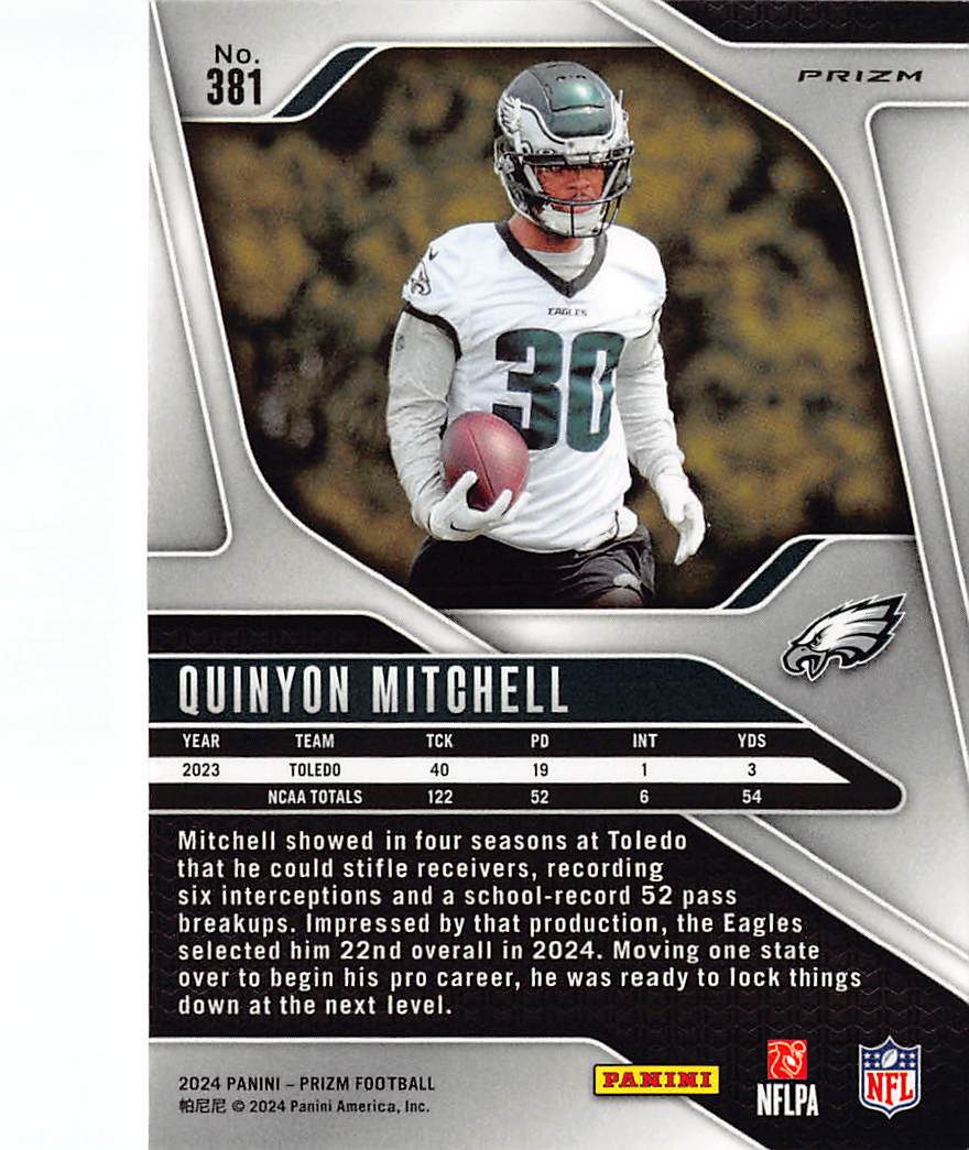 2024 Panini Prizm Quinyon Mitchell Red White and Blue Rookie RC #381 Eagles