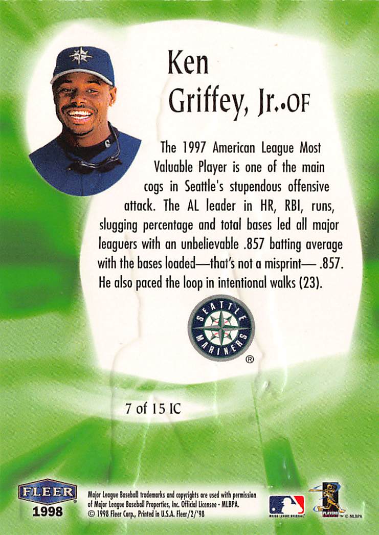 1998 Fleer Tradition In The Clutch Ken Griffey, Jr. #7 of 15 IC Seattle Mariners