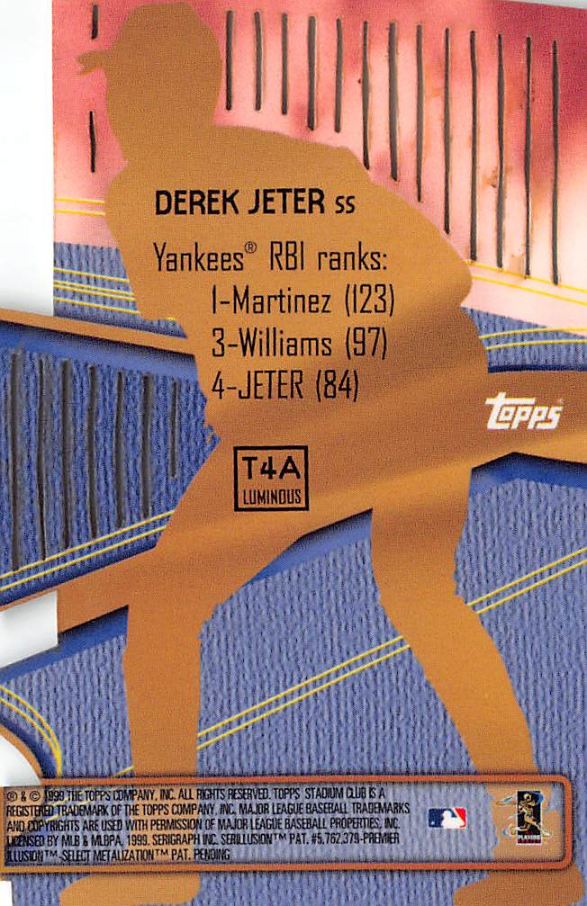 1999 Topps Stadium Club Triumvirate Derek Jeter Die-Cut #T4A New York Yankees