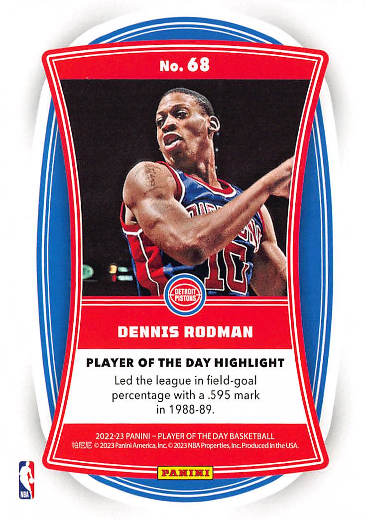2023 Panini Player of the Day Basketball Dennis Rodman Green /05 #68 Pistons