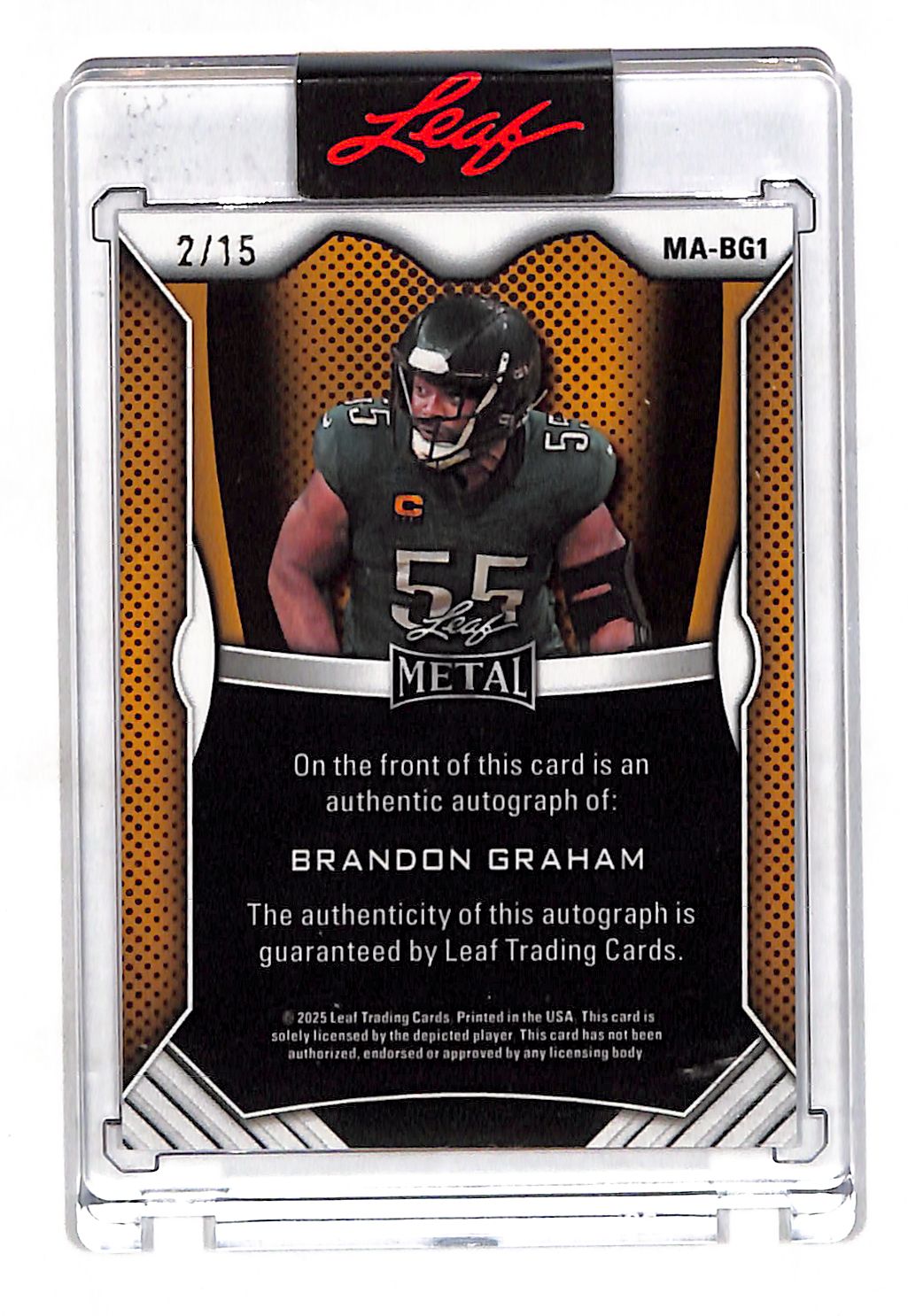 2025 Leaf Metal Brandon Graham Red Autograph /15 #MA-BG1 Philadelphia Eagles
