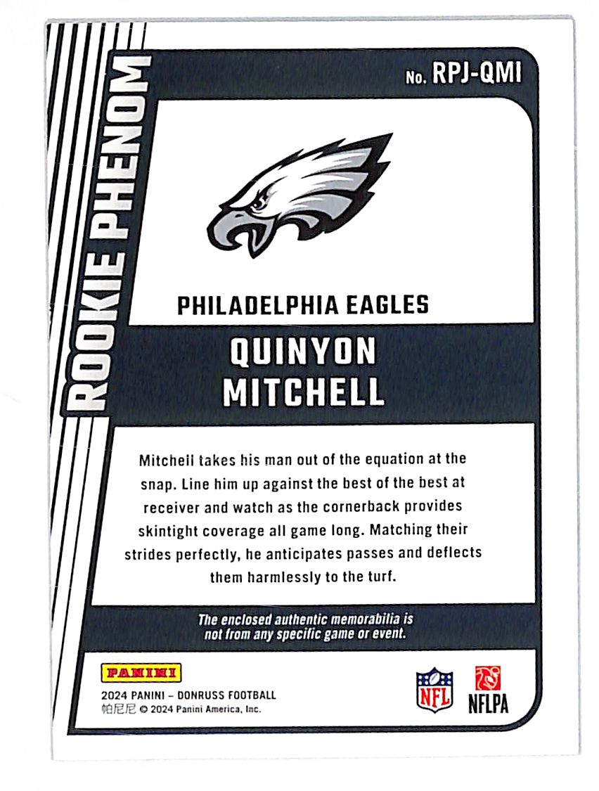 2024 Panini Donruss Football Quinyon Mitchell Rookie Phenom Patch RPJ-QMI Eagles
