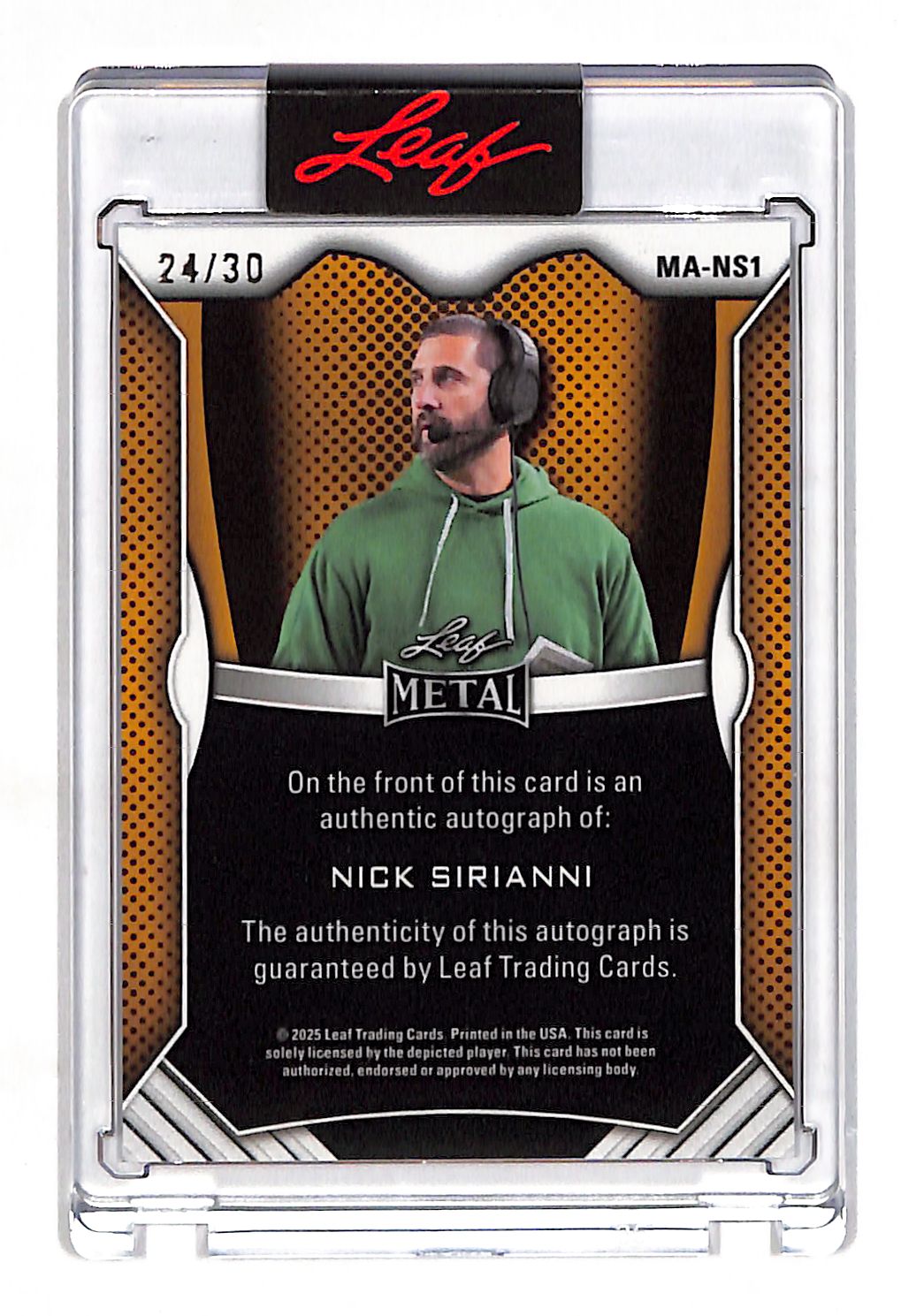 2025 Leaf Metal Nick Sirianni Pink Autograph /30 #MA-NS1 Philadelphia Eagles