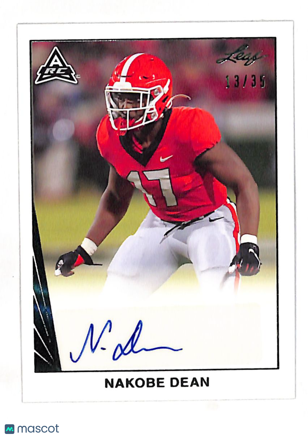 2021 Leaf Nakobe Dean Autograph /35 Rookie RC #BA-ND1 Georgia Bulldogs