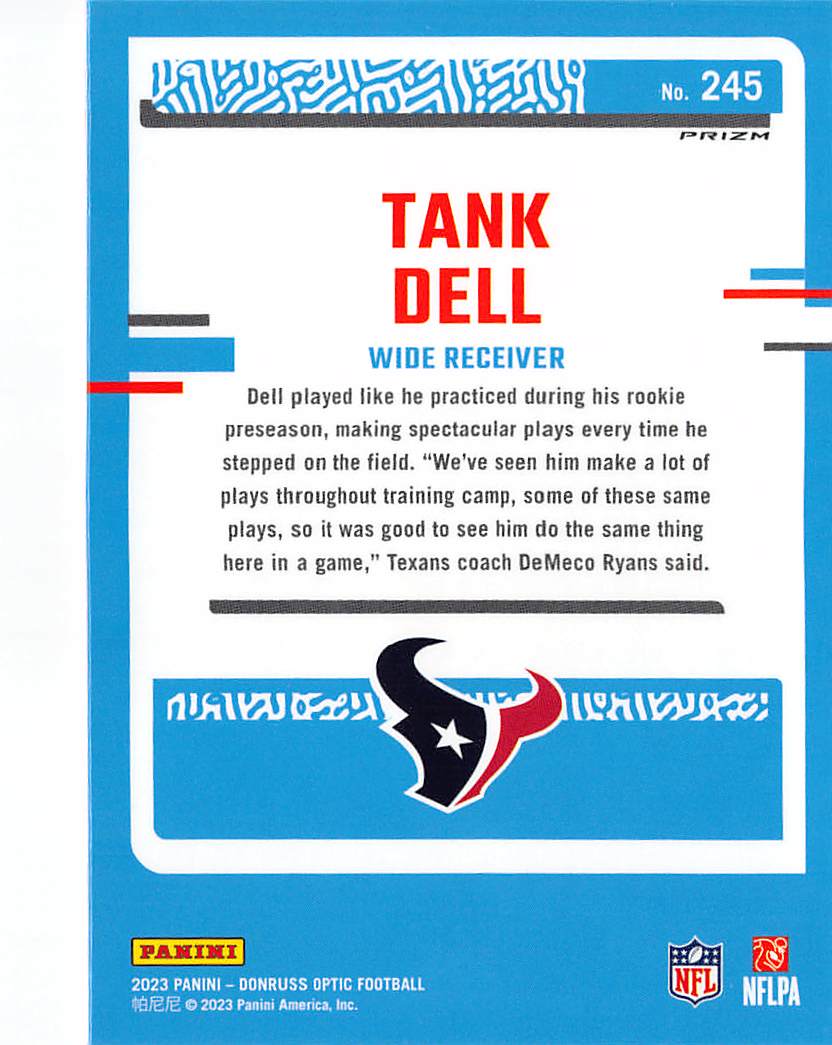 2023 Panini Donruss Optic Tank Dell Pink Rookie #245 Houston Texans