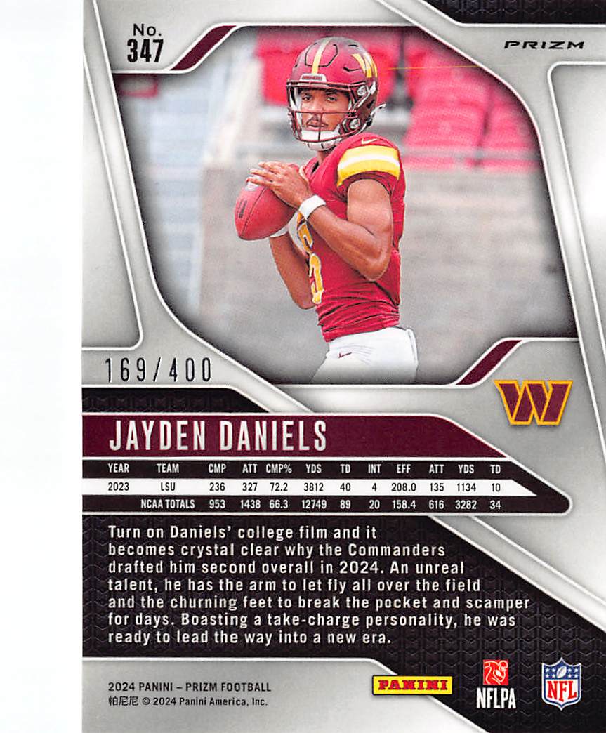 2024 Panini Prizm Football Jayden Daniels Pandora /400 Rookie RC #347 Commanders