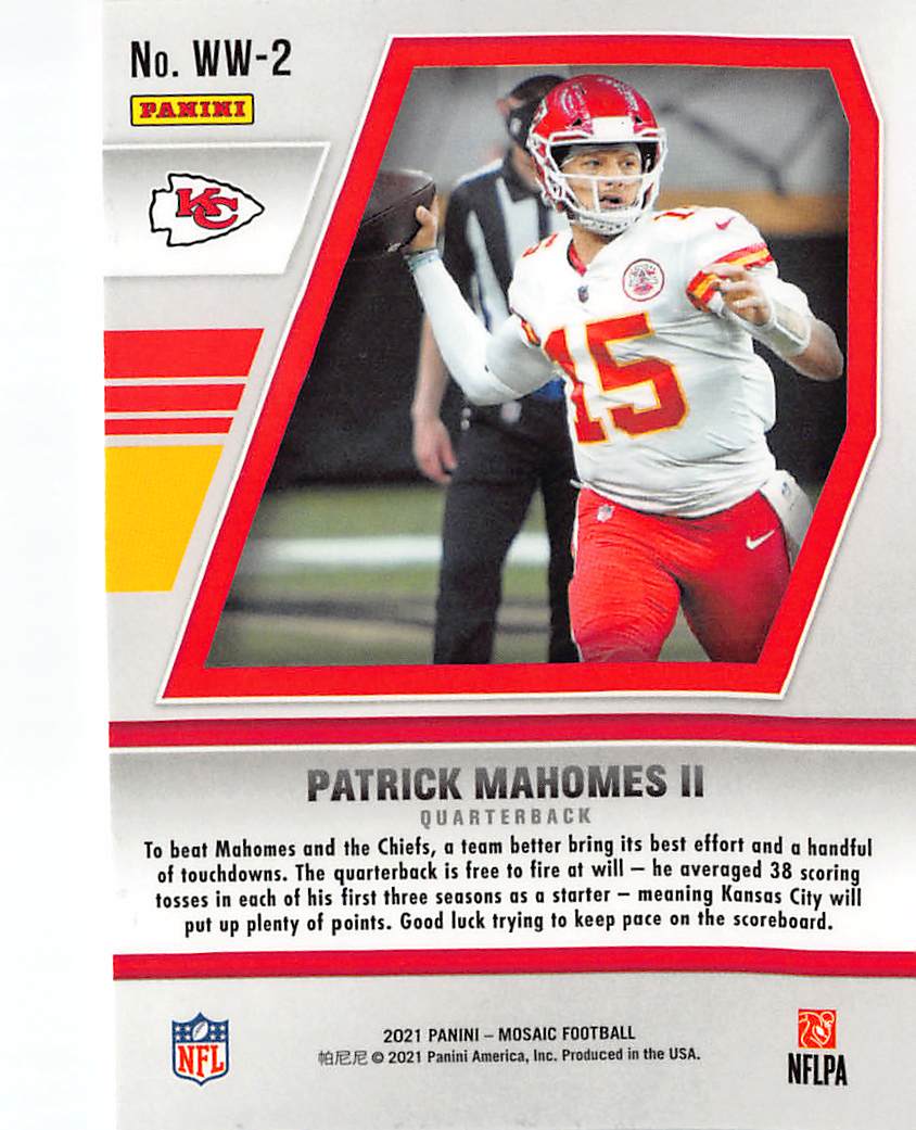 2021 Panini Mosaic Football Patrick Mahomes II Will to Win #WW-2  Chiefs