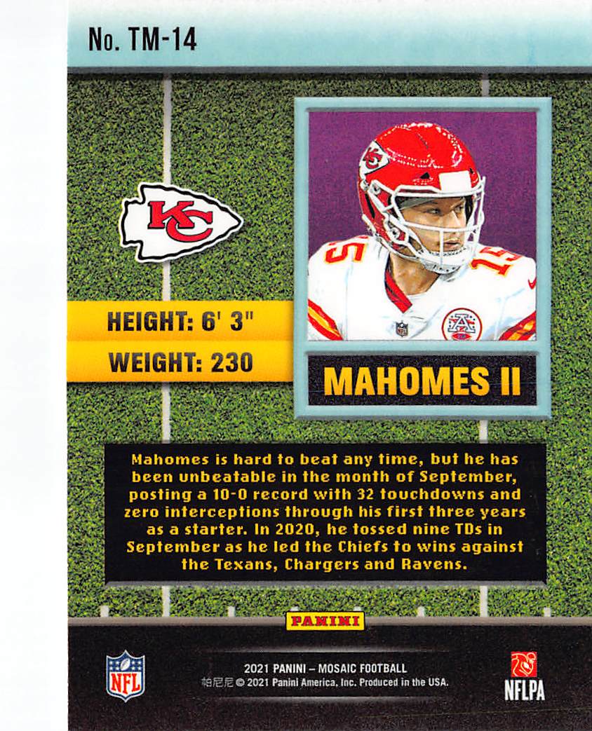 2021 Panini Mosaic Football Patrick Mahomes II Touchdown Masters #TM-14 Chiefs