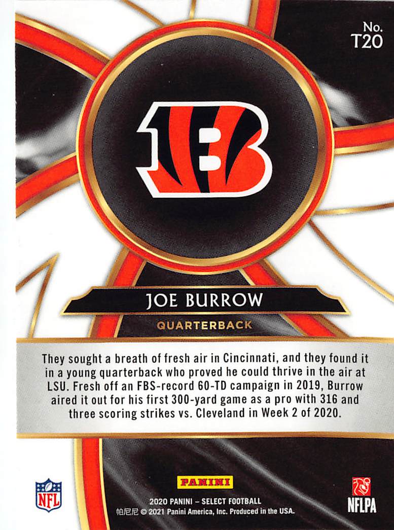 2021 Panini Select Joe Burrow Turbocharged #T20 Cincinnati Bengals