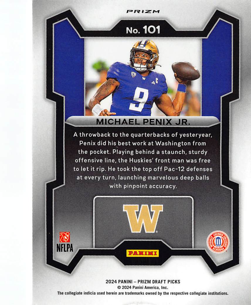 2024 Panini Prizm Draft Picks Michael Penix Jr. Silver Rookie RC #101 Washington