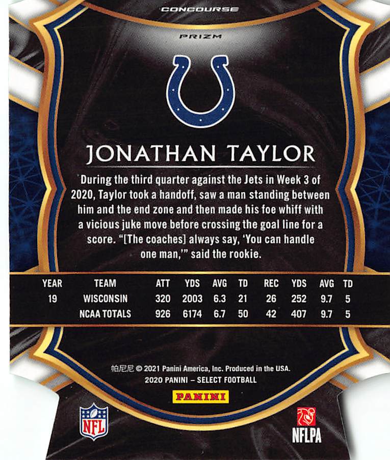 2021 Panini Select Jonathan Taylor Green Die-Cut Rookie RC Indianapolis Colts