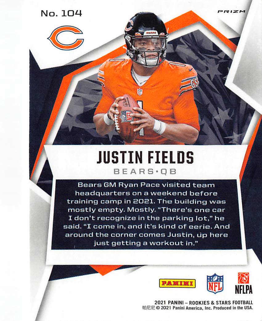 2021 Panini Rookies & Stars Justin Fields Silver Disco Rookie RC #104 Bears