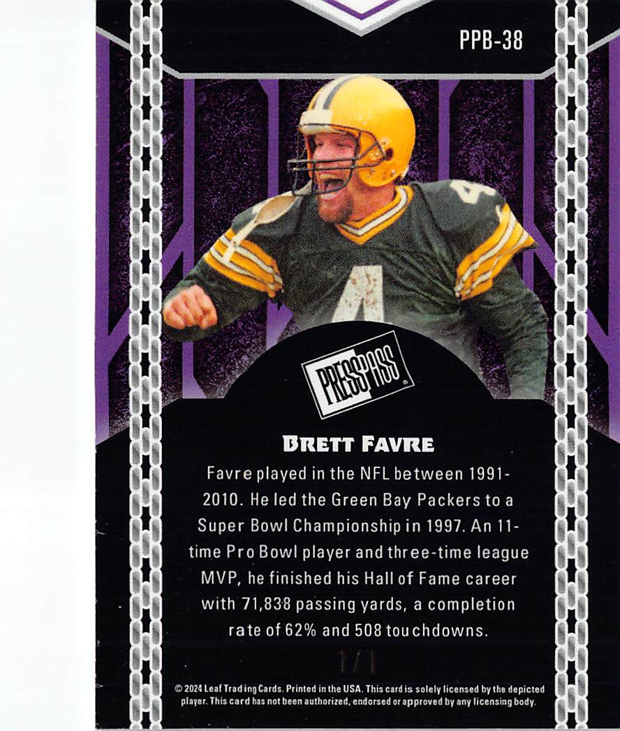 2024 Leaf Press Pass Brett Favre /1 #PPB-38 Green Bay Packers
