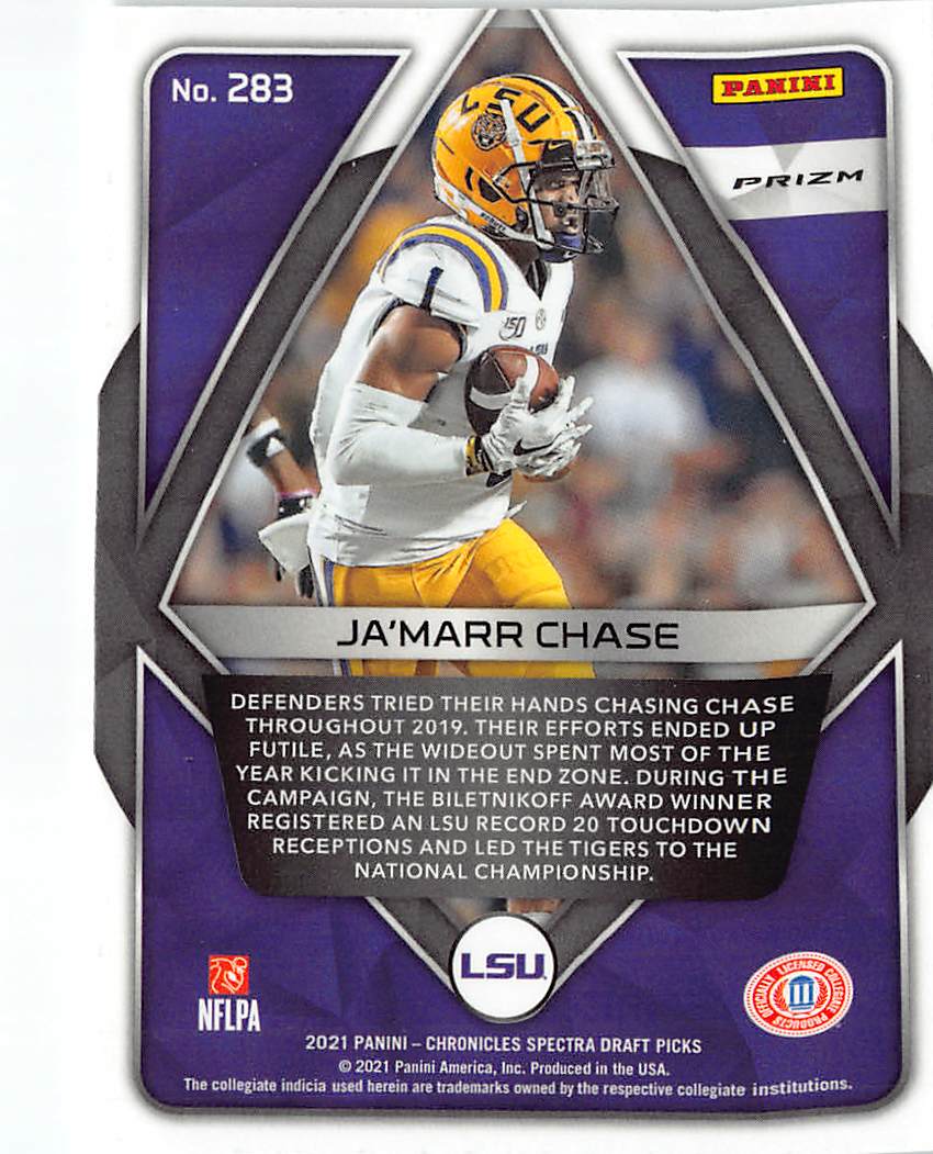 2021 Panini Chronicles Spectra Draft Picks Ja'Marr Chase Pink Rookie RC #283 LSU
