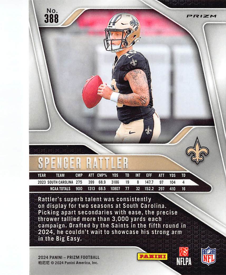 2024 Panini Prizm Spencer Rattler Red White and Blue Rookie RC #388 Saints