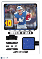 2023 Panini Contenders Aidan Hutchinson Ticket Patch Rookie RC #RTS-AHU Lions