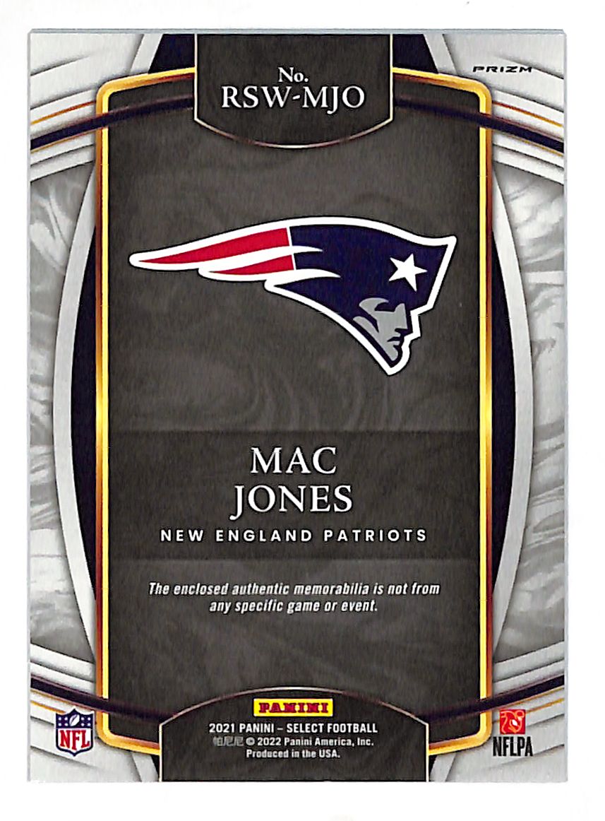 2022 Panini Select Mac Jones Red Patch Rookie RC #RSW-MJO New England Patriots