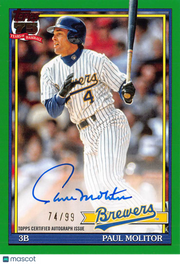 2026 Topps Baseball Paul Molitor Green Autograph /99 #91A-PM Milwaukee Brewers
