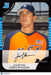2005 Bowman Draft Picks & Prospects Justin Verlander Rookie #BDP129 Tigers