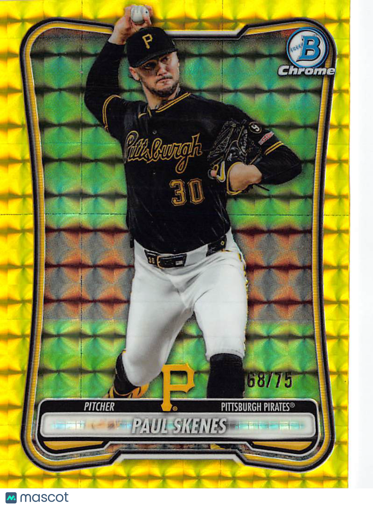 2026 Topps Bowman Chrome Paul Skenes Yellow Geometric /75 #60 Pittsburgh Pirates