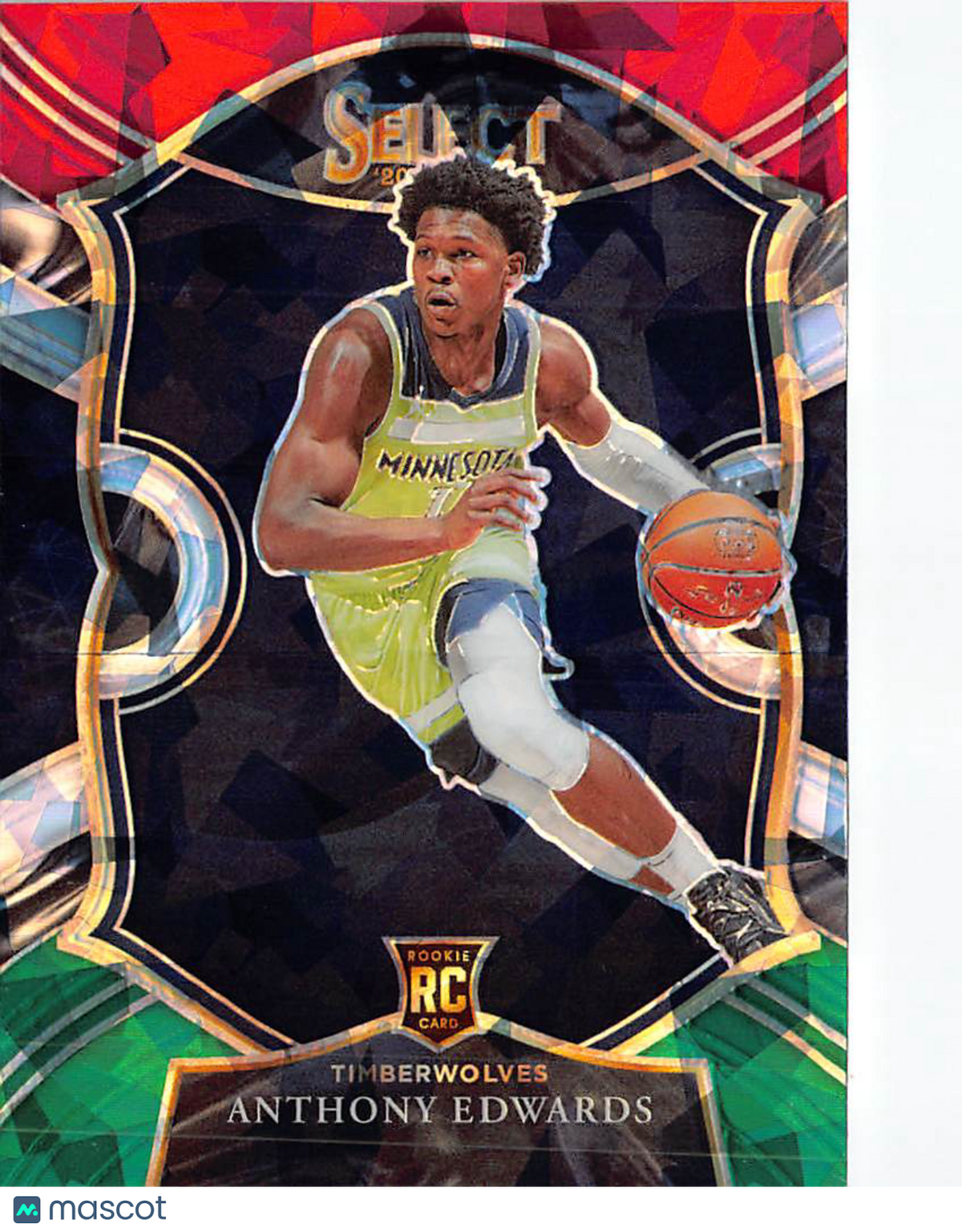 2021 Panini Select Anthony Edwards Red and Green Ice Rookie RC #61 Minnesota