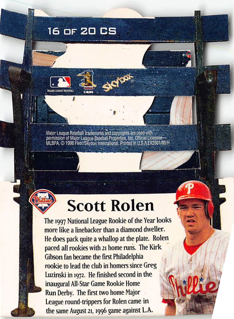 1998 SkyBox E-X2001 Cheap Seat Treats Scott Rolen Die-Cut #16 CS Phillies