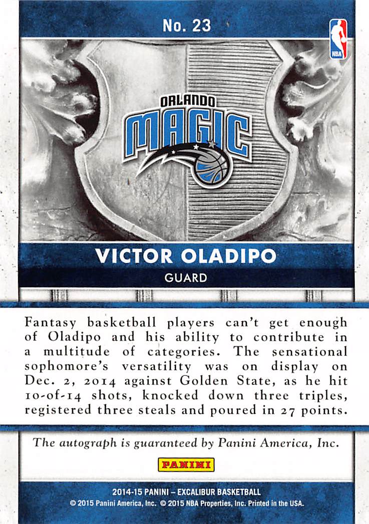 2014-15 Panini Excalibur Majestic Marks Victor Oladipo Autograph #23 Magic