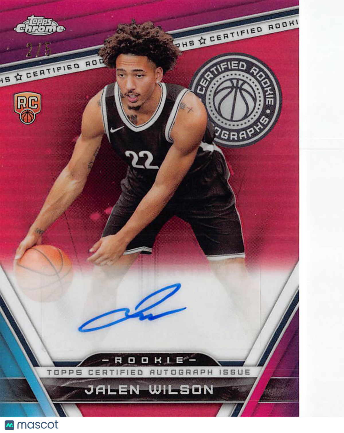 2024-25 Topps Chrome Jalen Wilson Magenta Autograph /5 Rookie RC #CRA-JW Nets
