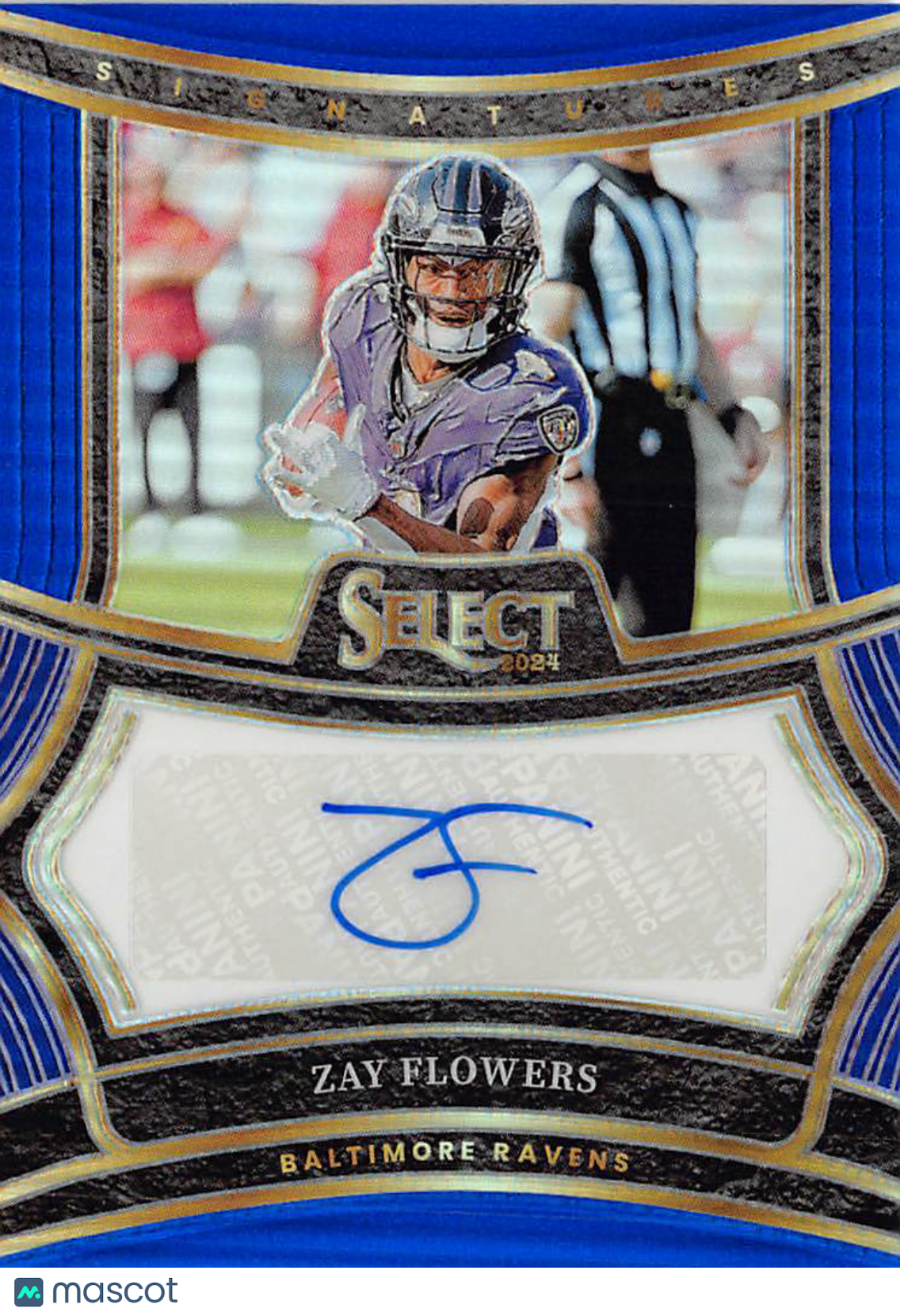 2025 Panini Select Zay Flowers Blue Autograph /149 #SP-ZFS Baltimore Ravens