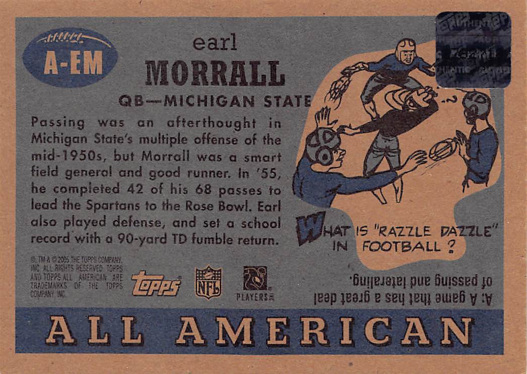 2005 Topps All American Earl Morrall Autograph #A-EM Michigan State Spartans