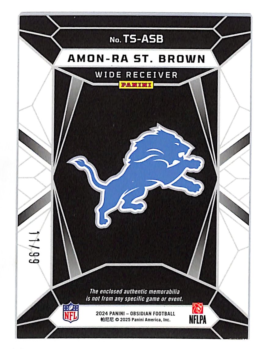 2025 Panini Obsidian Amon-Ra St. Brown Trifecta Patch /99 #TS-ASB Lions