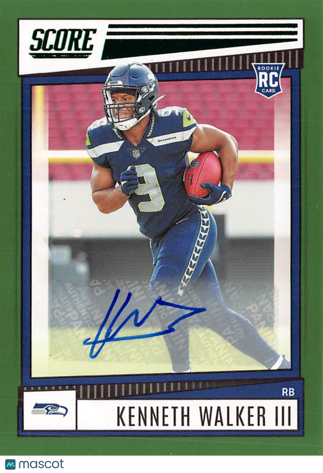 2022 Panini Score Kenneth Walker III Green Autograph Rookie RC #329 Seahawks