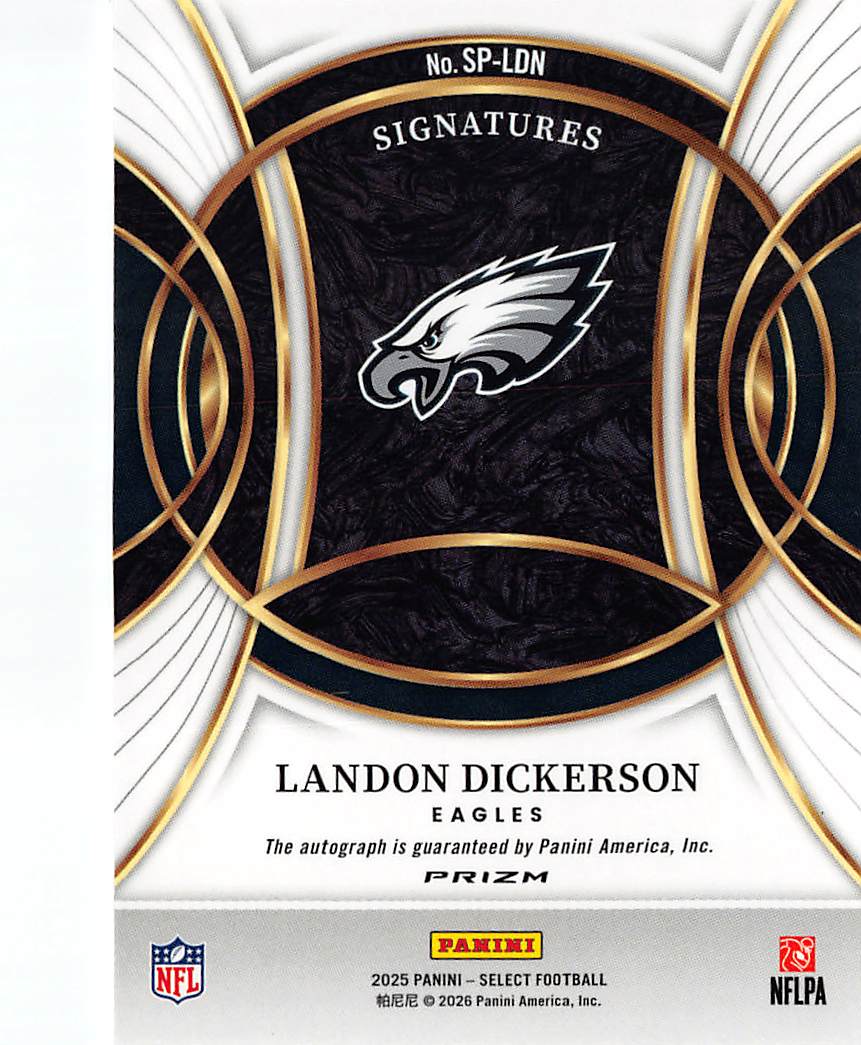 2026 Panini Select Landon Dickerson Silver Autograph #SP-LDN Philadelphia Eagles
