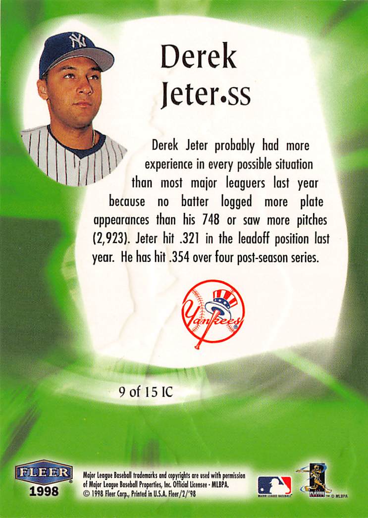 1998 Fleer Tradition In The Clutch Derek Jeter #9 of 15 IC New York Yankees