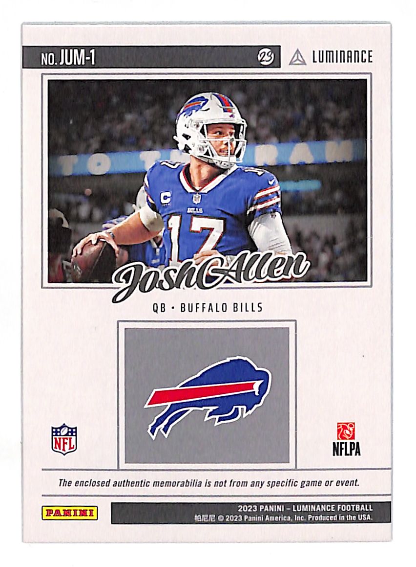 2023 Panini Luminance Football Josh Allen Jumbo Patch Memorabilia #JUM-1 Bills