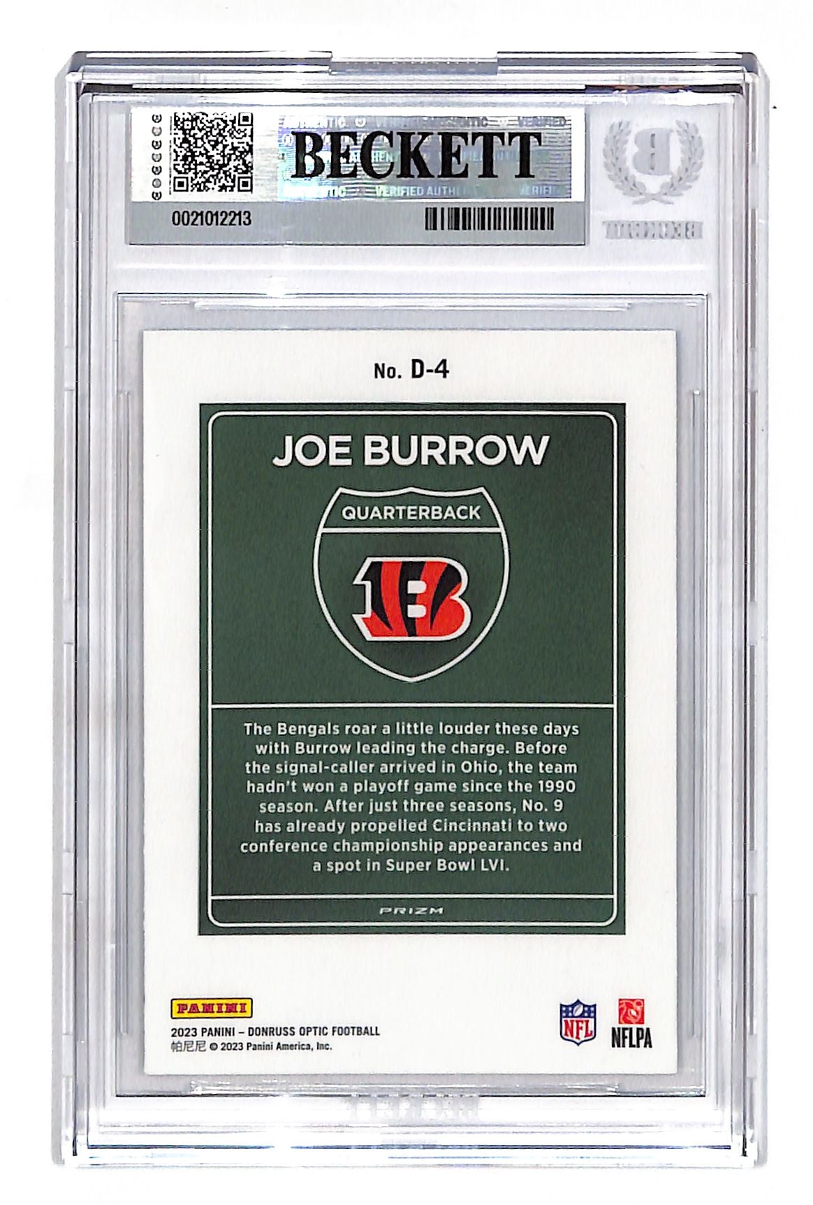 2023 Panini Donruss Optic Joe Burrow Downtown #D-4 BGS 9 Cincinnati Bengals