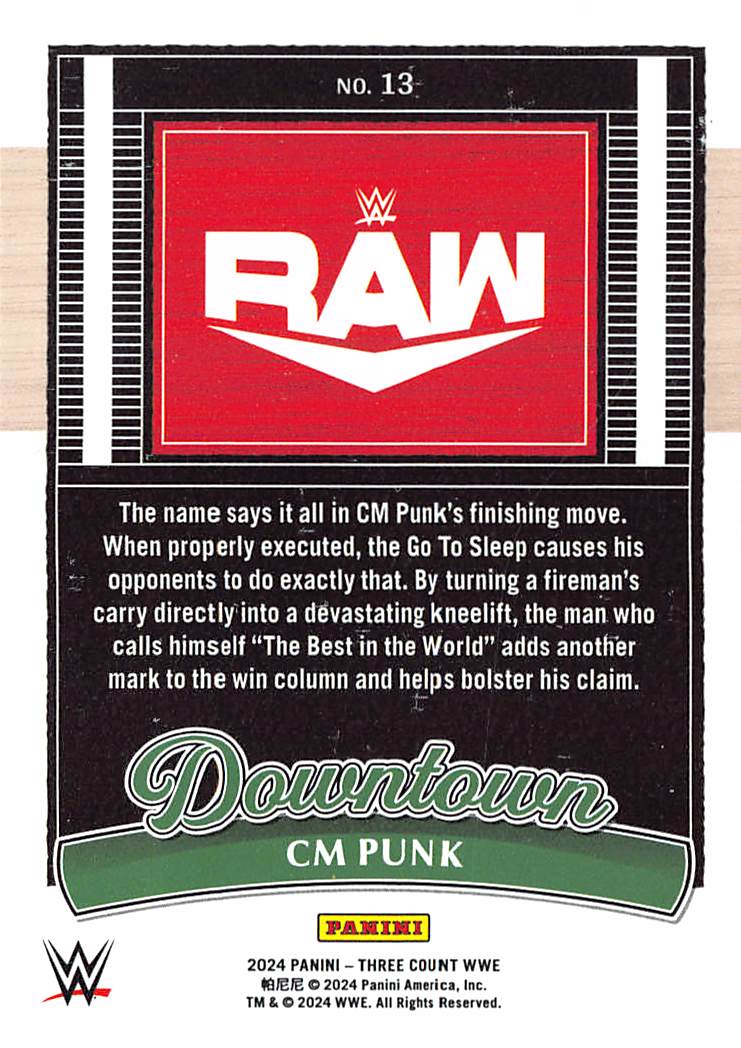 2024 Panini Three Count WWE Downtown CM Punk Downtown #13