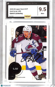 2022-23 Upper Deck MVP Gabriel Landeskog Gold Script #92 GAS 9.5 Avalanche