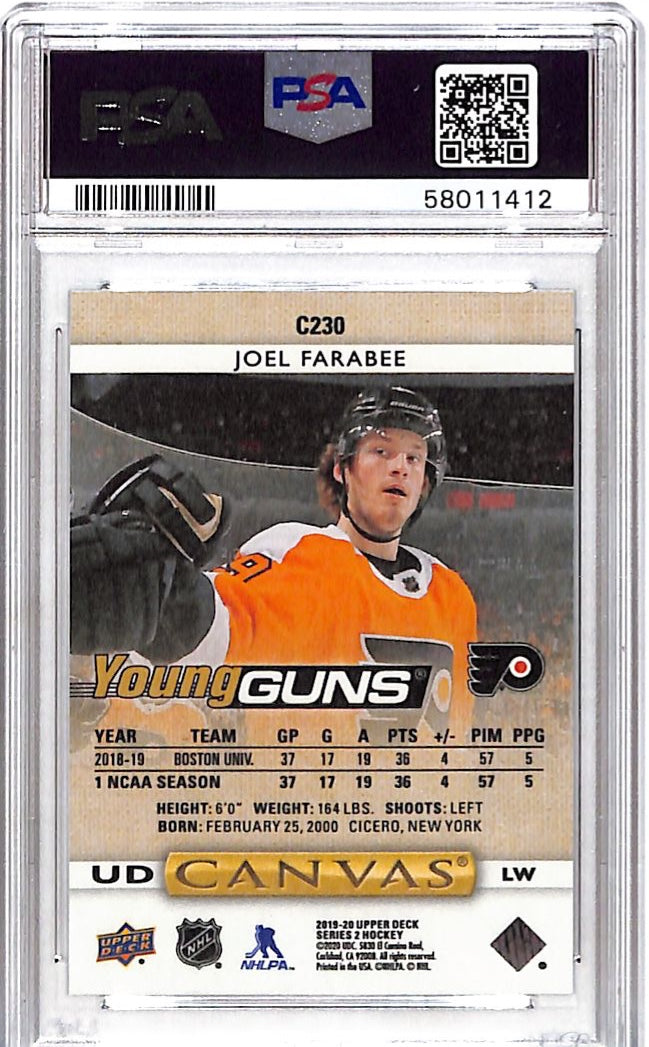 2019 Upper Deck Canvas Joel Farabee Rookie #C230 PSA 10 Philadelphia Flyers