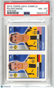 2016 Topps UEFA Champions League Sticker Pulisic Weigl PSA 8 Borussia Dortmund