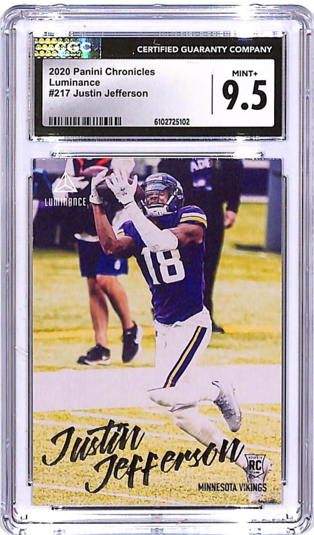 2020 Chronicles Justin Jefferson Luminance Rookie RC #217 CGC 9.5 Vikings