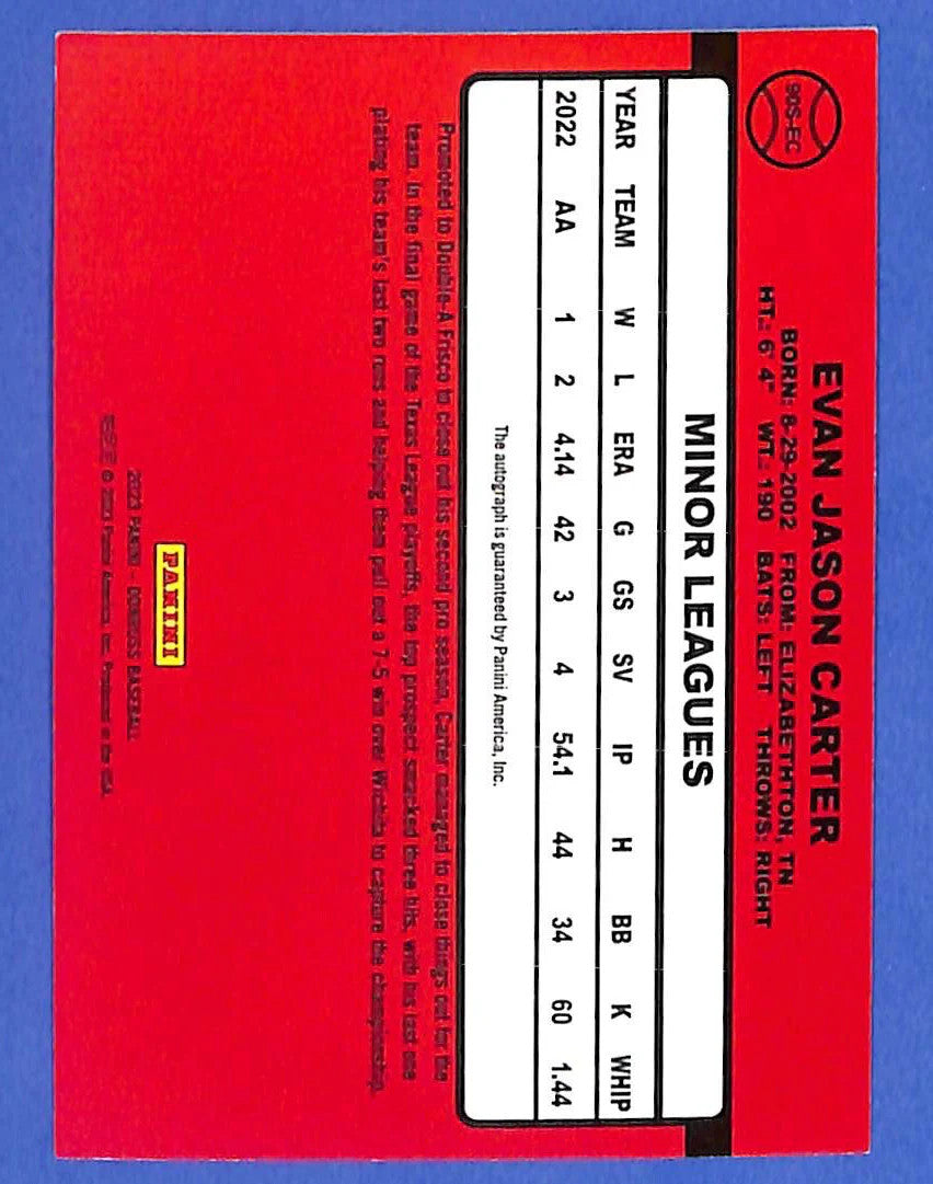 2023 Evan Carter Panini Donruss - Retro 1990 Auto 90S-EC (RC)