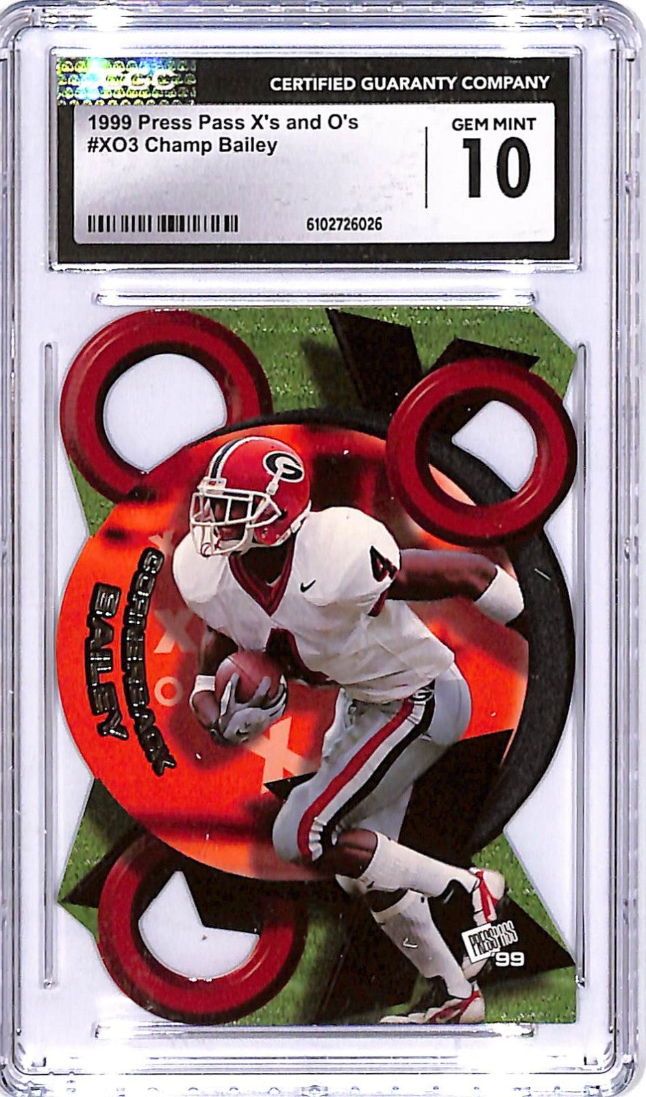 1999 Press Pass Xs and Os Champ Bailey Rookie RC XO3 CGC 10 Broncos