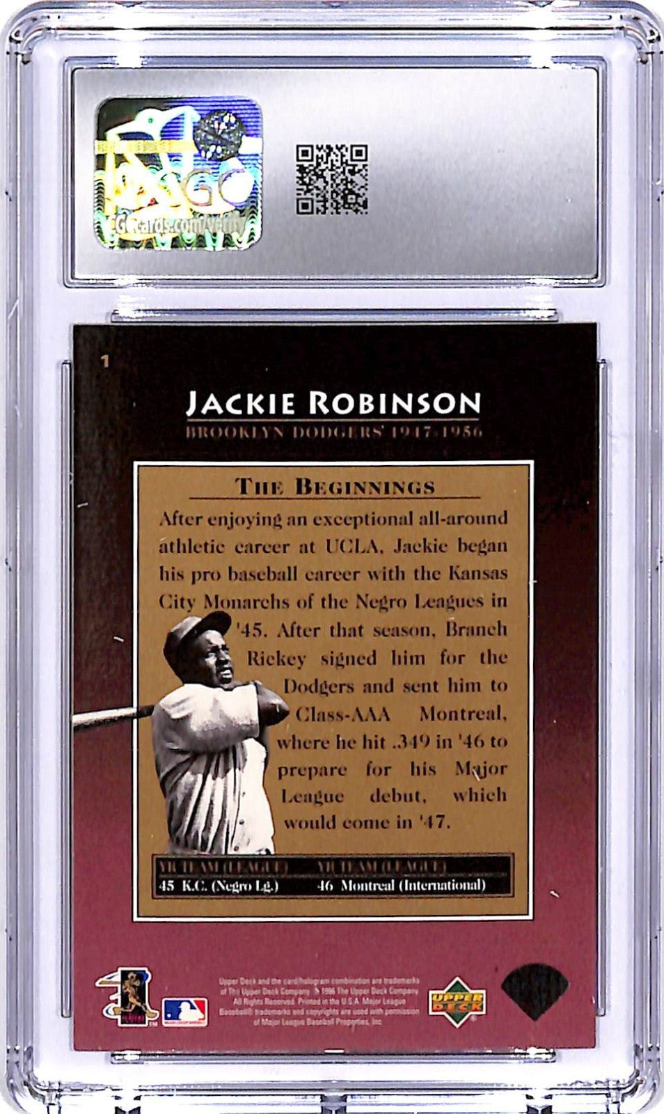 1997 Upper Deck Jackie Robinson #1 CGC 9.5 Dodgers