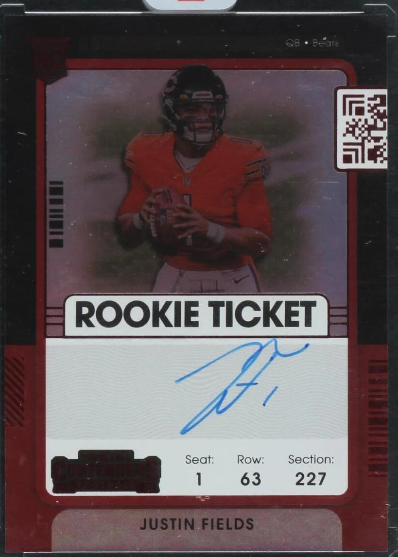 2021 Panini Contenders Rookie Ticket RPS Justin Fields Auto-Red Zone #108 PSA 9