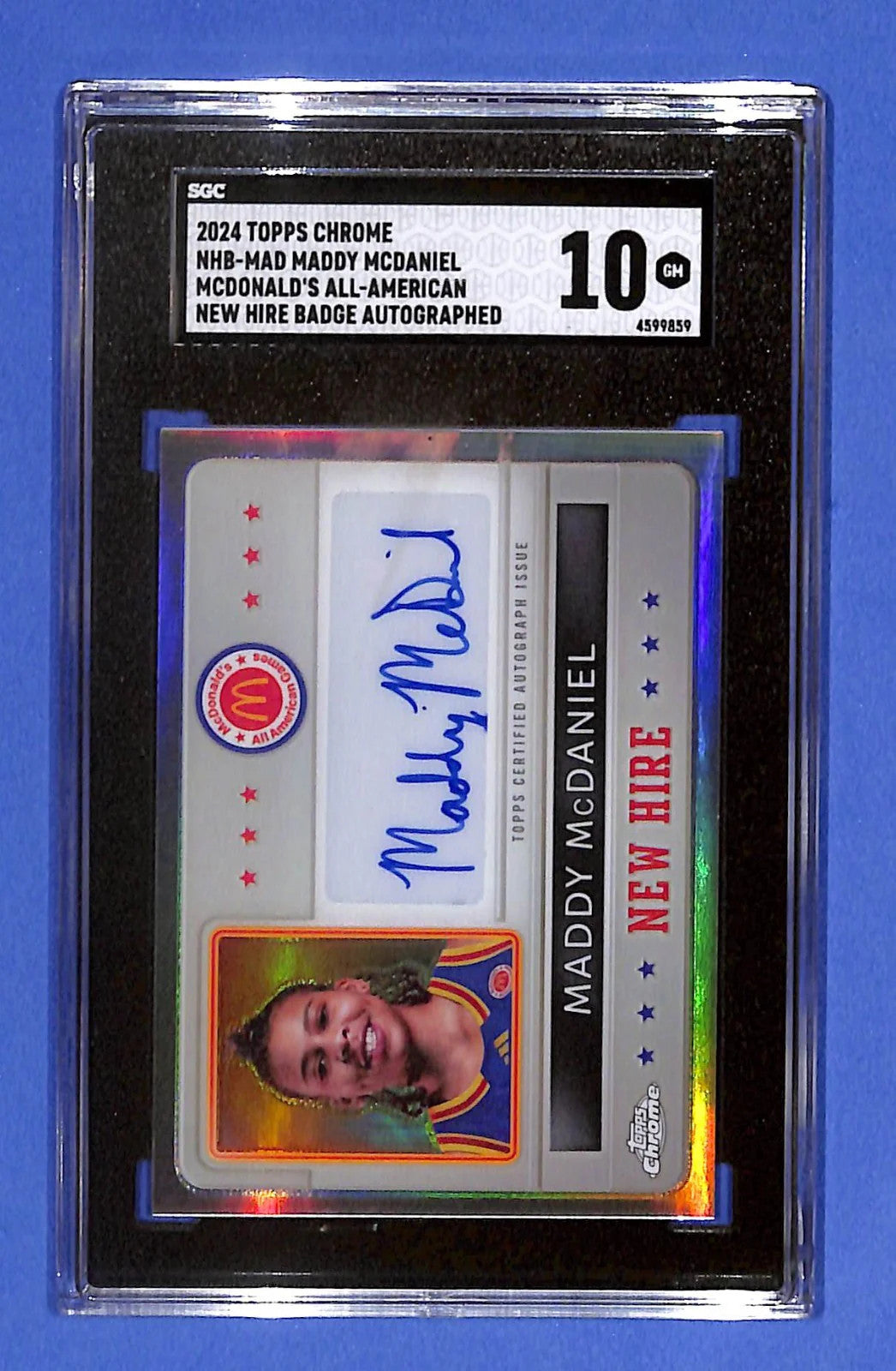 2024 Topps Chrome Mcdonalds All American New Hire Autograph Maddy McDaniel SGC10